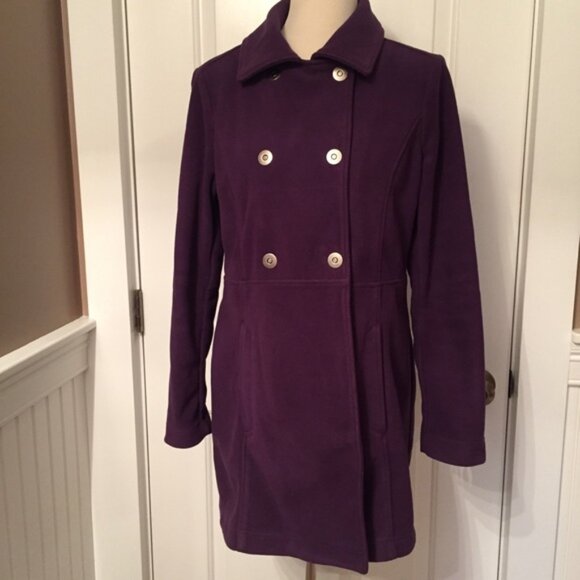 Athleta Jackets & Blazers - ATHLETA COAT JACKET PURPLE FLEECE SNAPS POCKETS Size M MEDIUM